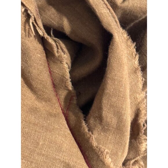 Handmade Brown Short-Sleeve Button-Up Dress With Embroidered Pockets & Collar Tr - Picture 3 of 8